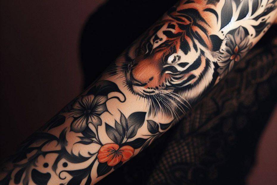 Women's feminine Tiger Tattoo