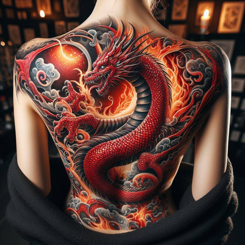 Back Red Dragon Tattoo