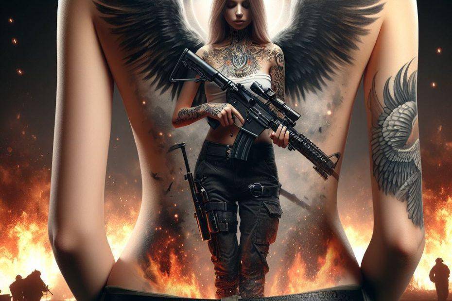 Angel with Gun Tattoo
