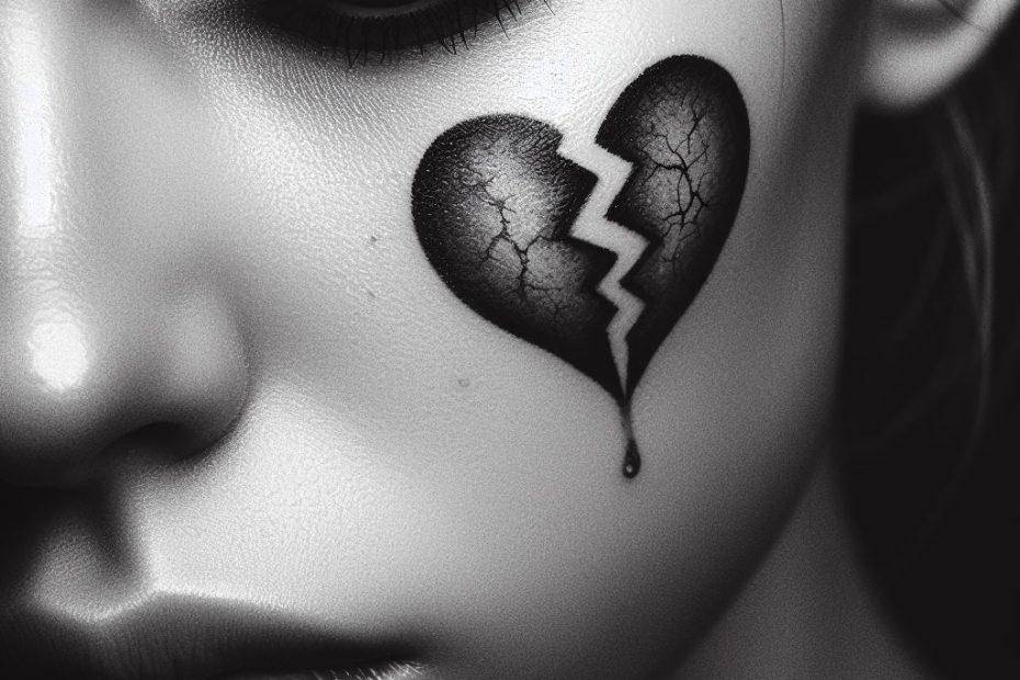 Broken Heart Face Tattoo