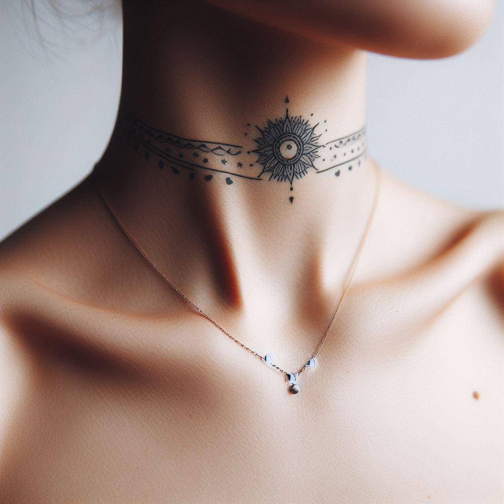 Necklace Tattoo: Adorning Elegance Around Your Neck - Your Own Tattoo 