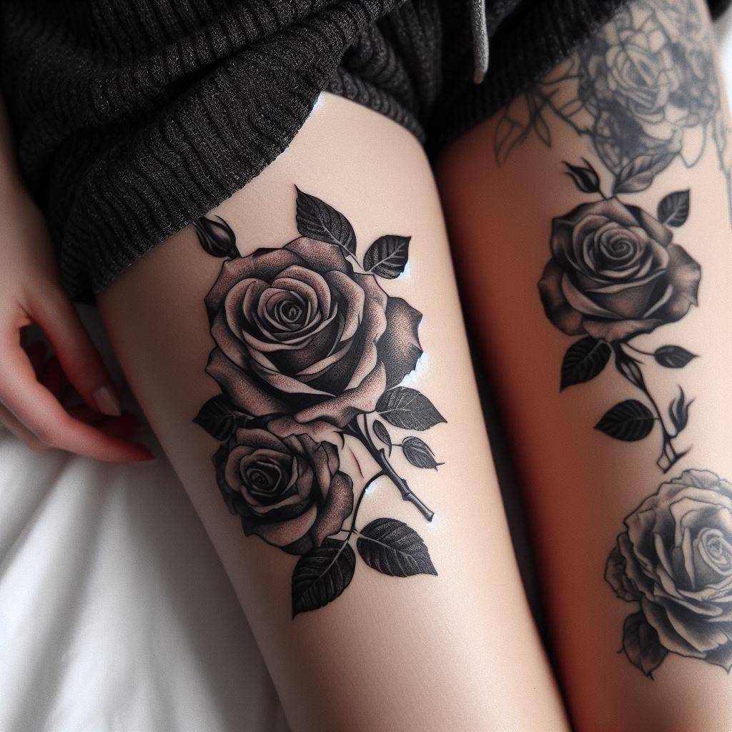 Black and Grey Rose Tattoo 6