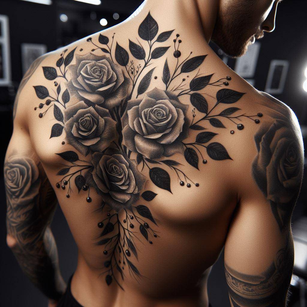 Black and Grey Rose Tattoo 8
