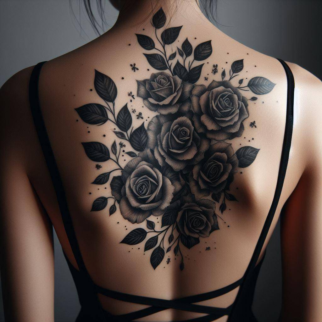 Black and Grey Rose Tattoo 9