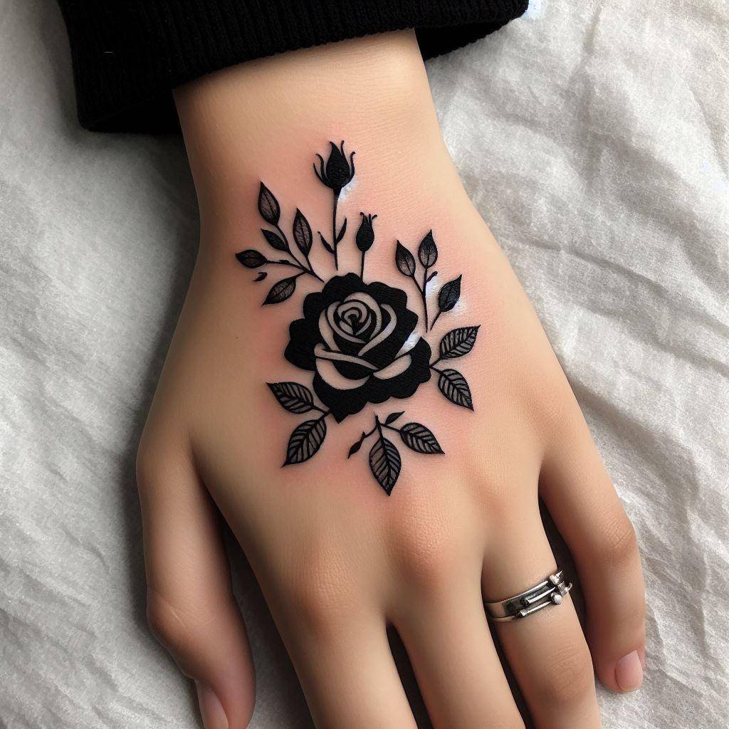 Black and White Rose Tattoo 3