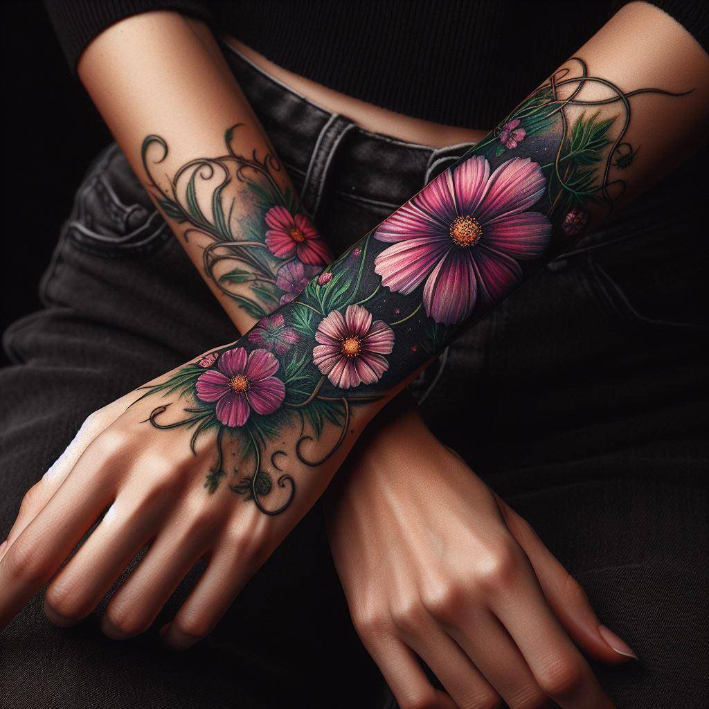 Cosmos Flower Tattoo 2