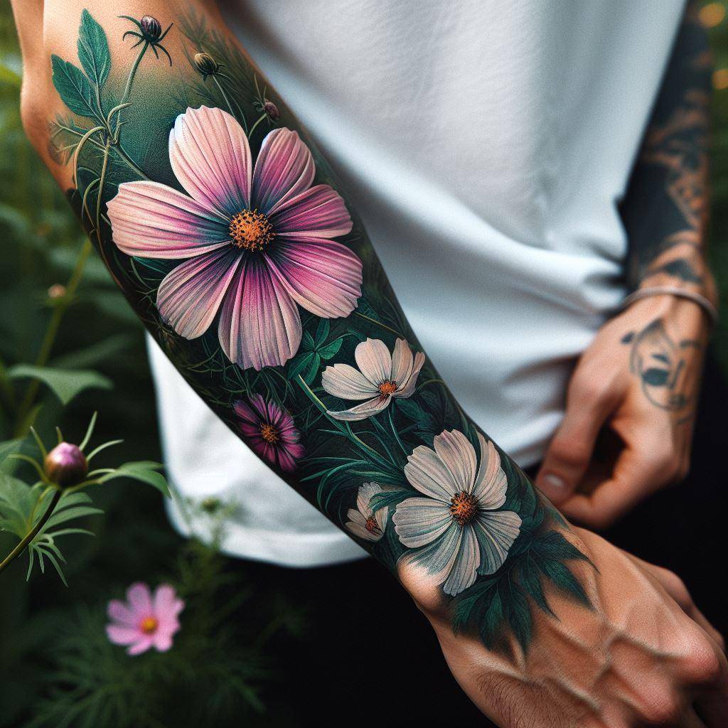 Cosmos Flower Tattoo 3