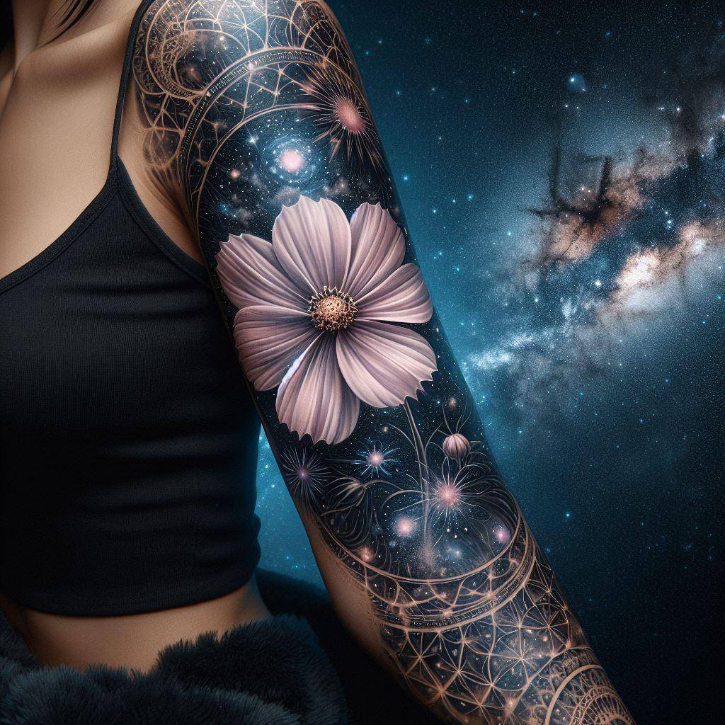 Cosmos Flower Tattoo 6