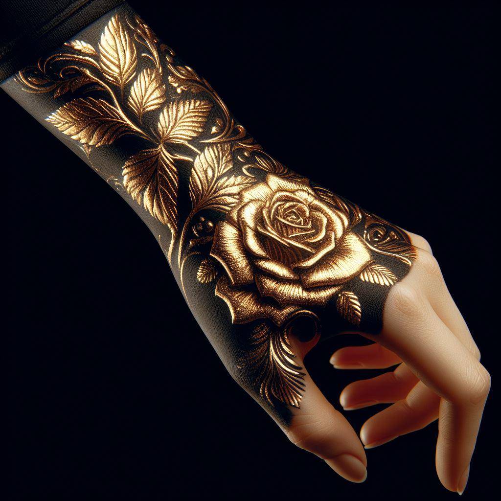 Gold Rose Tattoo 4