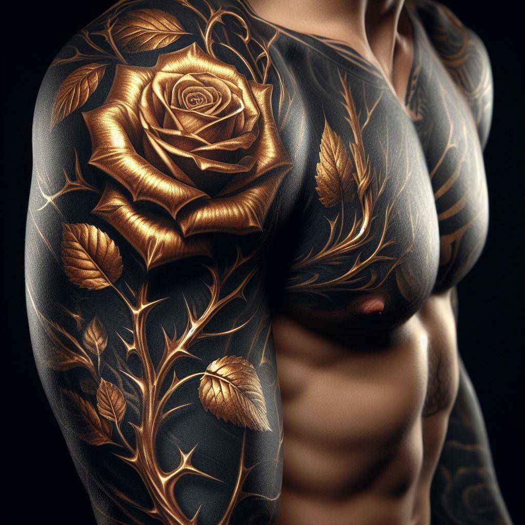 Gold Rose Tattoo 6