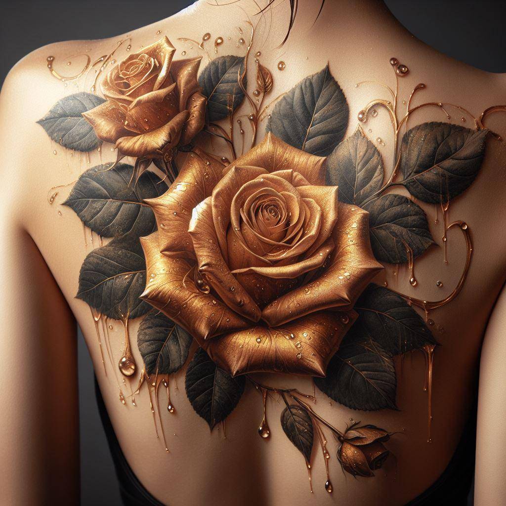 Gold Rose Tattoo 9