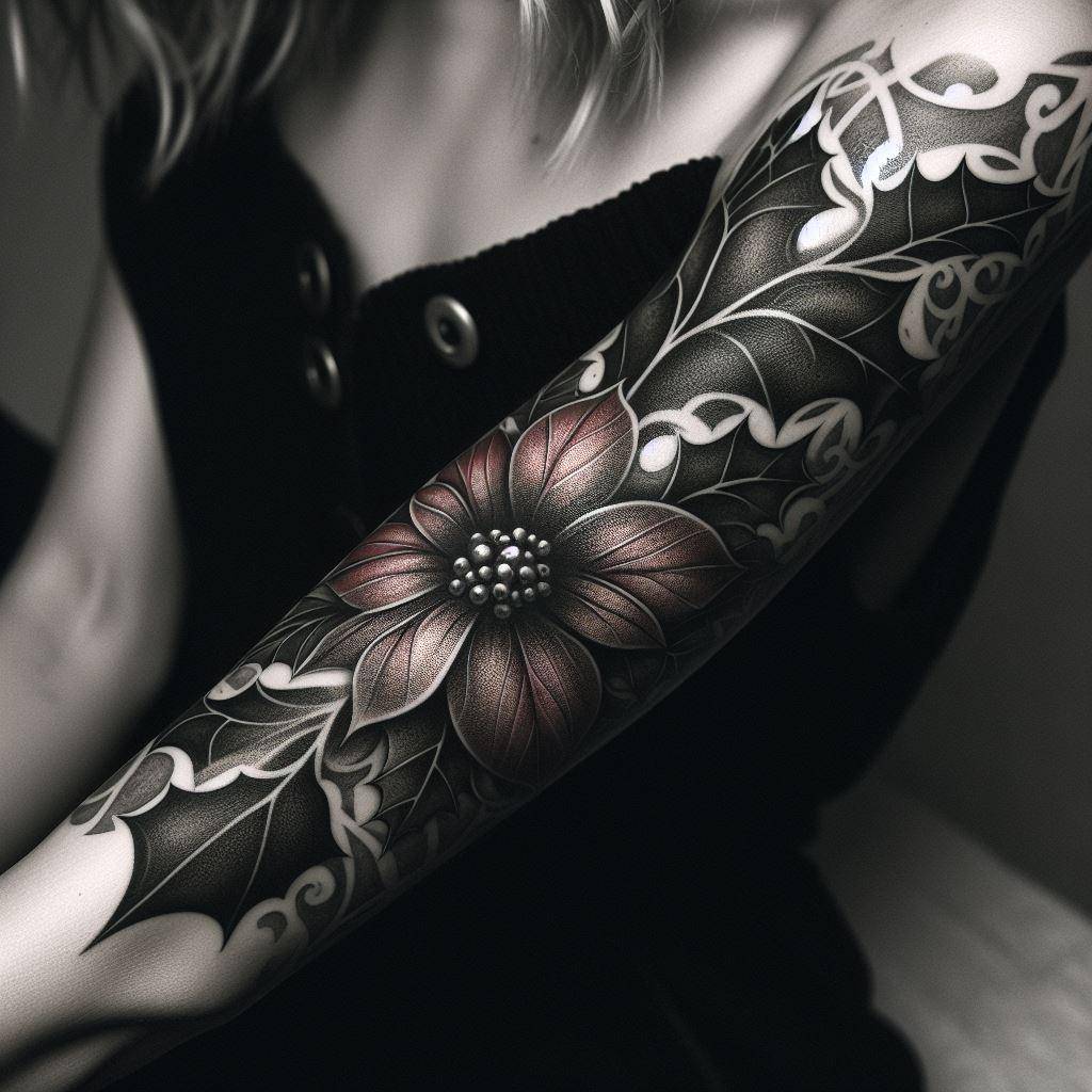 Holly Flower Tattoo 4