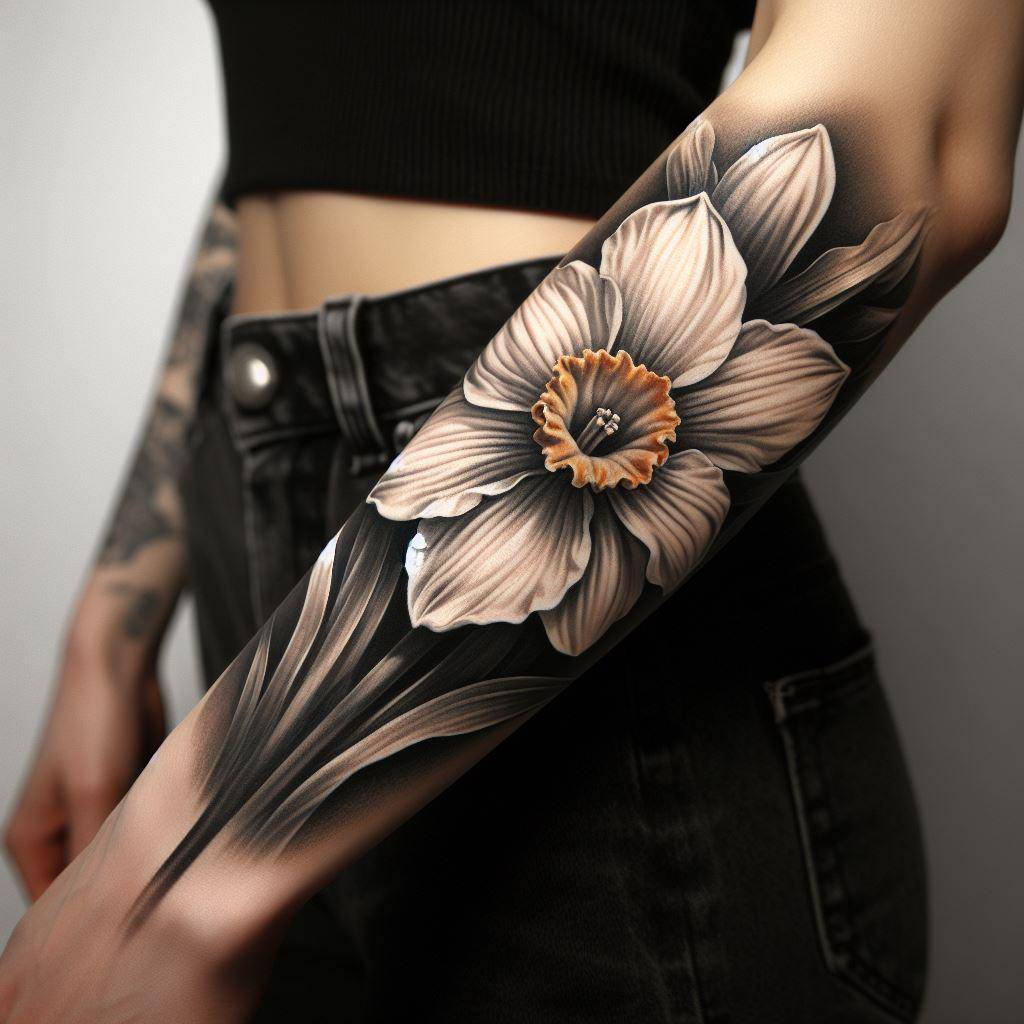 Narcissus flower tattoo 4