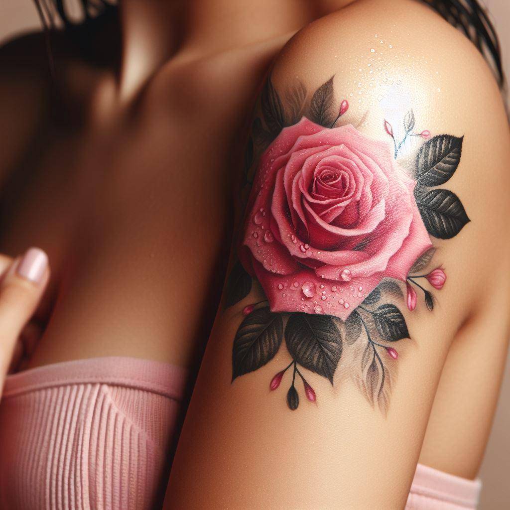 Pink Rose Tattoo 4