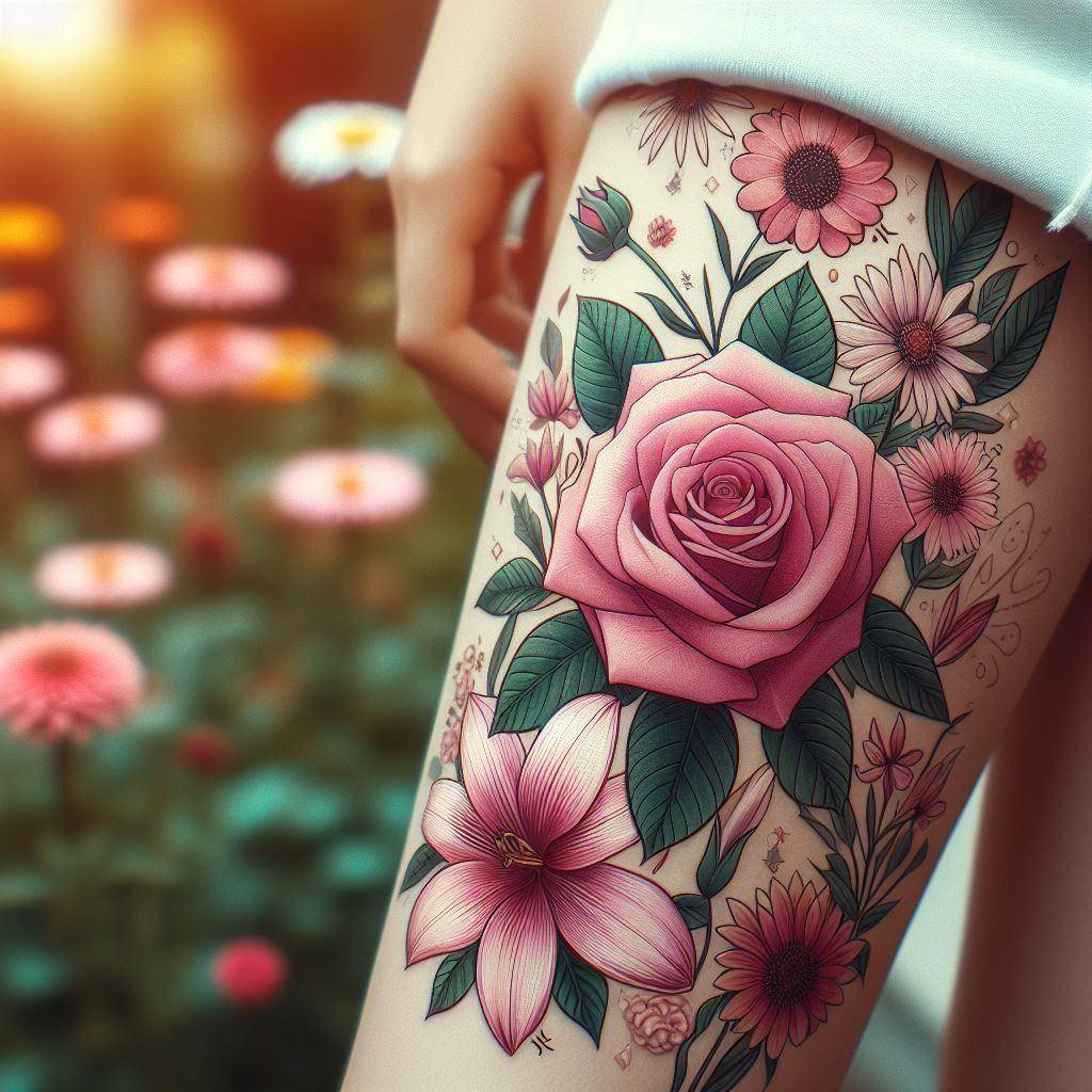Pink Rose Tattoo 6