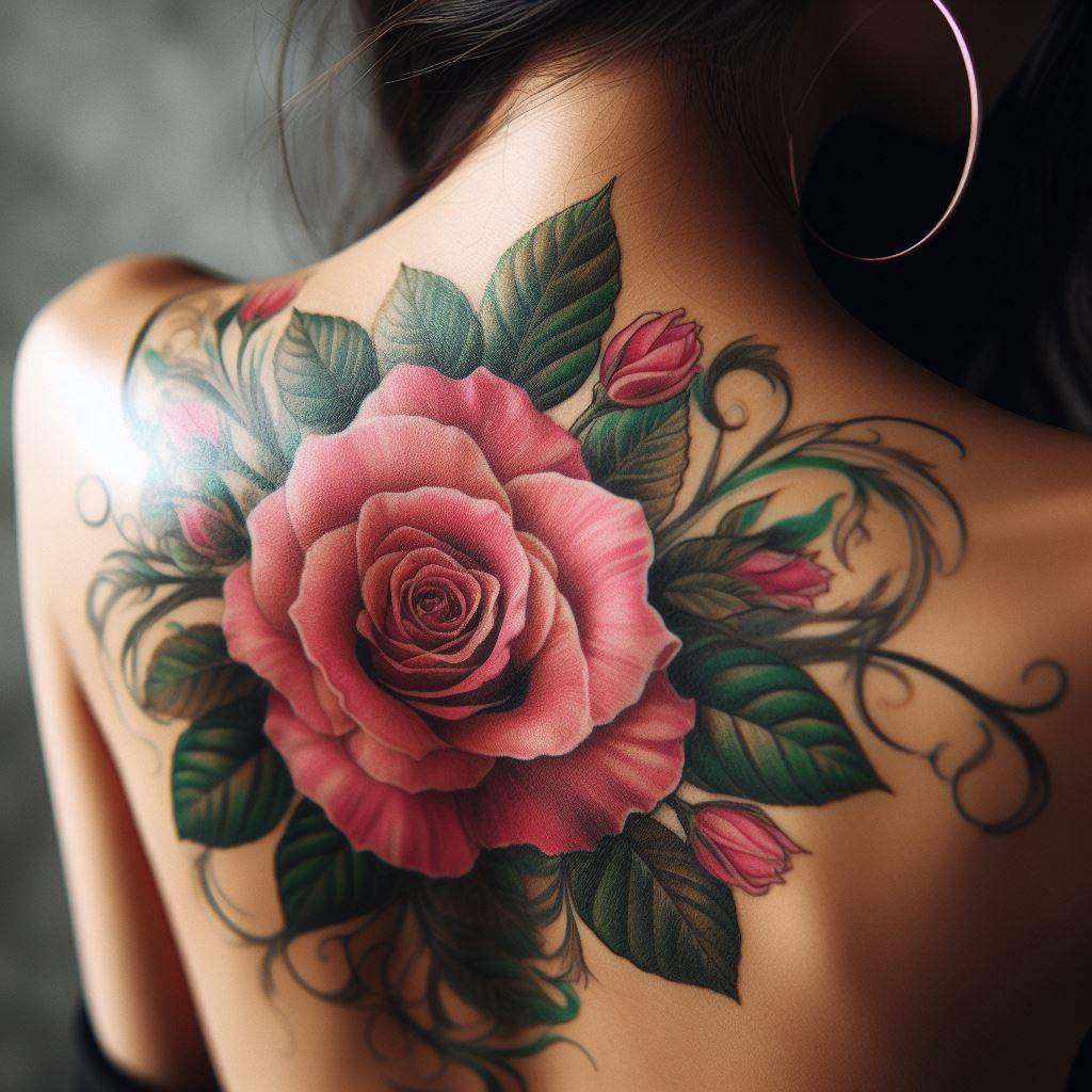 Pink Rose Tattoo 8