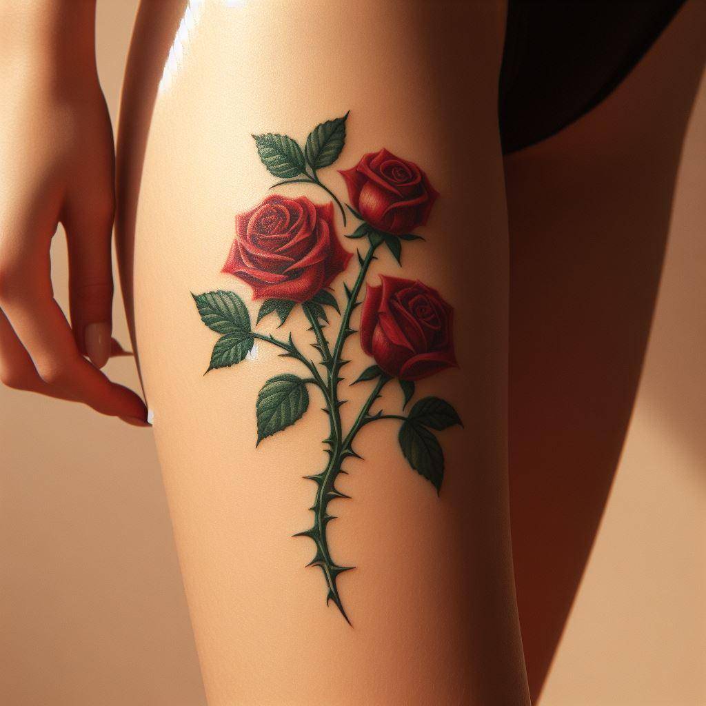 Rose Tattoo on Thigh 2