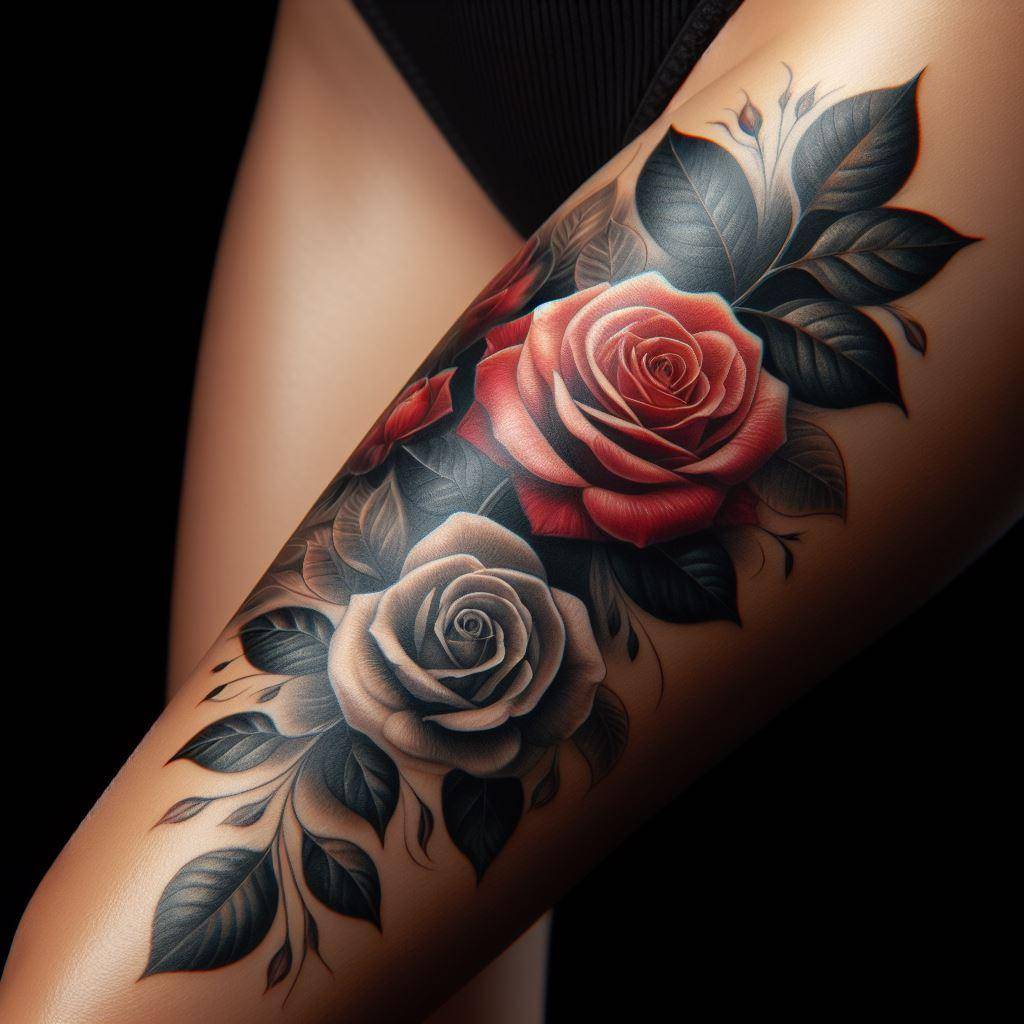 Rose Tattoo on Thigh 3