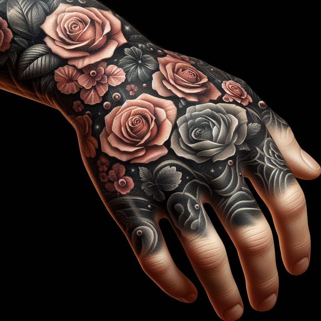 Rose Tattoo on hand 8