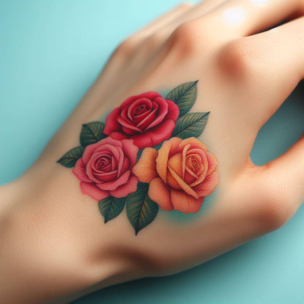 Rose Tattoo on Hand 9