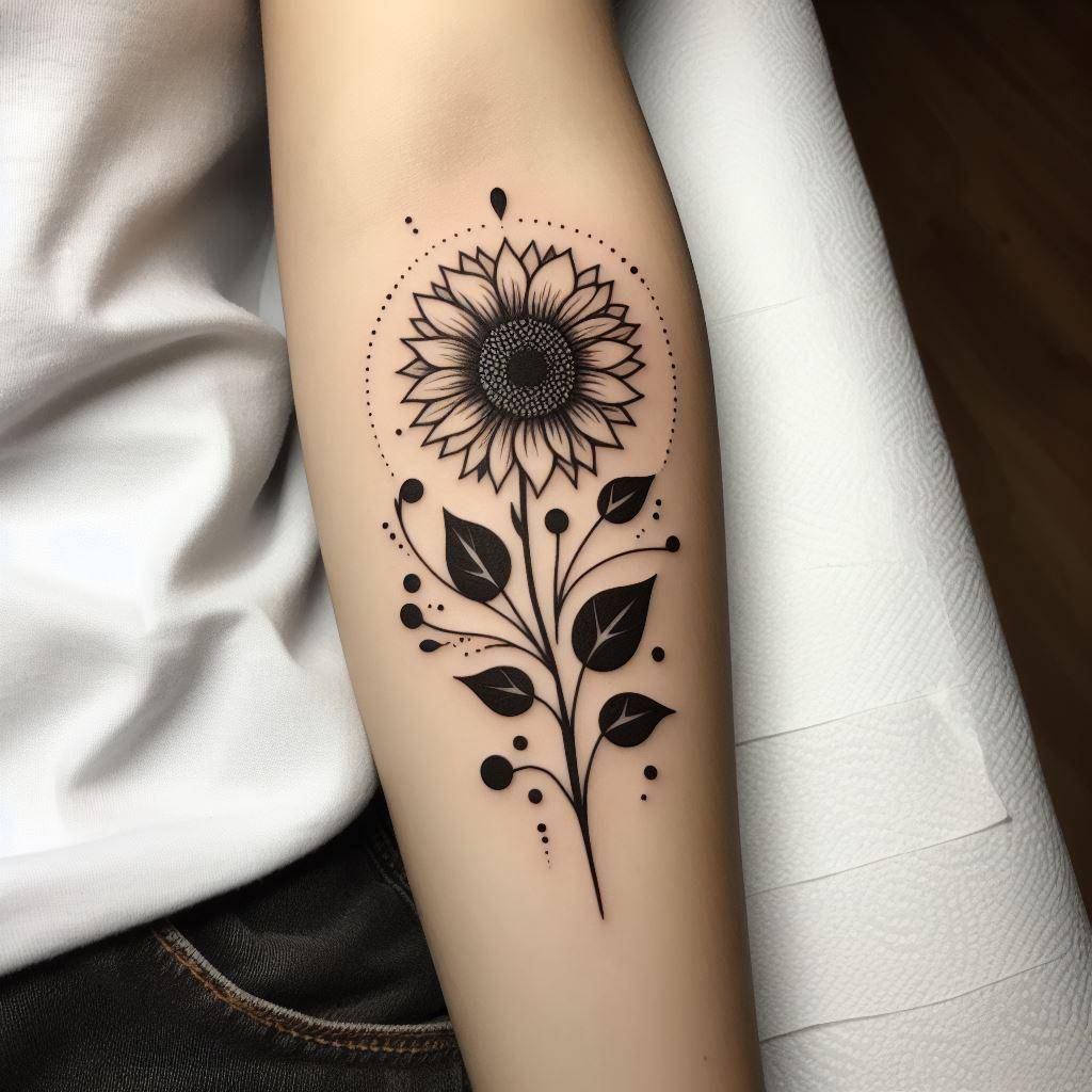 Simple Sunflower Tattoo 9