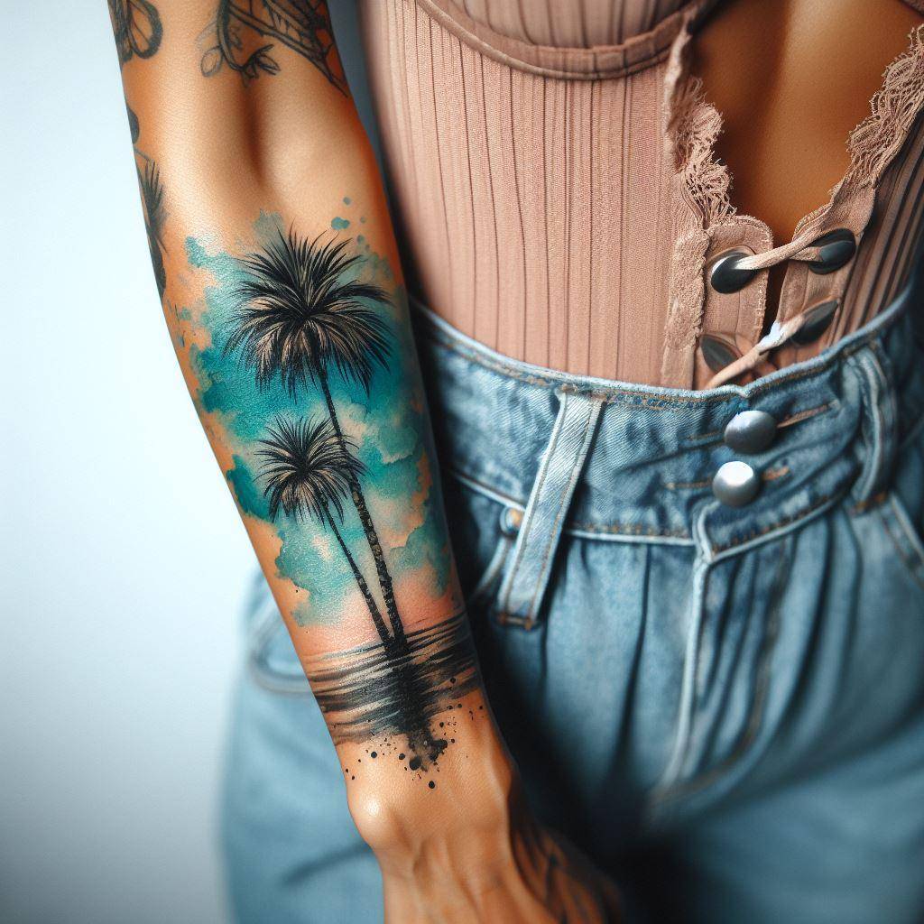 Small Palm Tree Tattoo 9