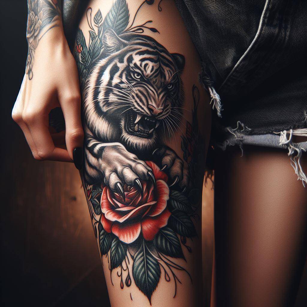 Tiger Rose Tattoo 10