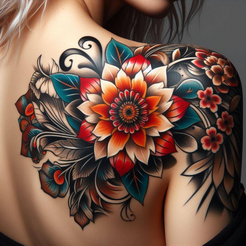 Traditional Flower Tattoo 2