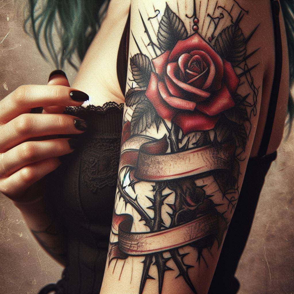 Traditional Rose Tattoo 2
