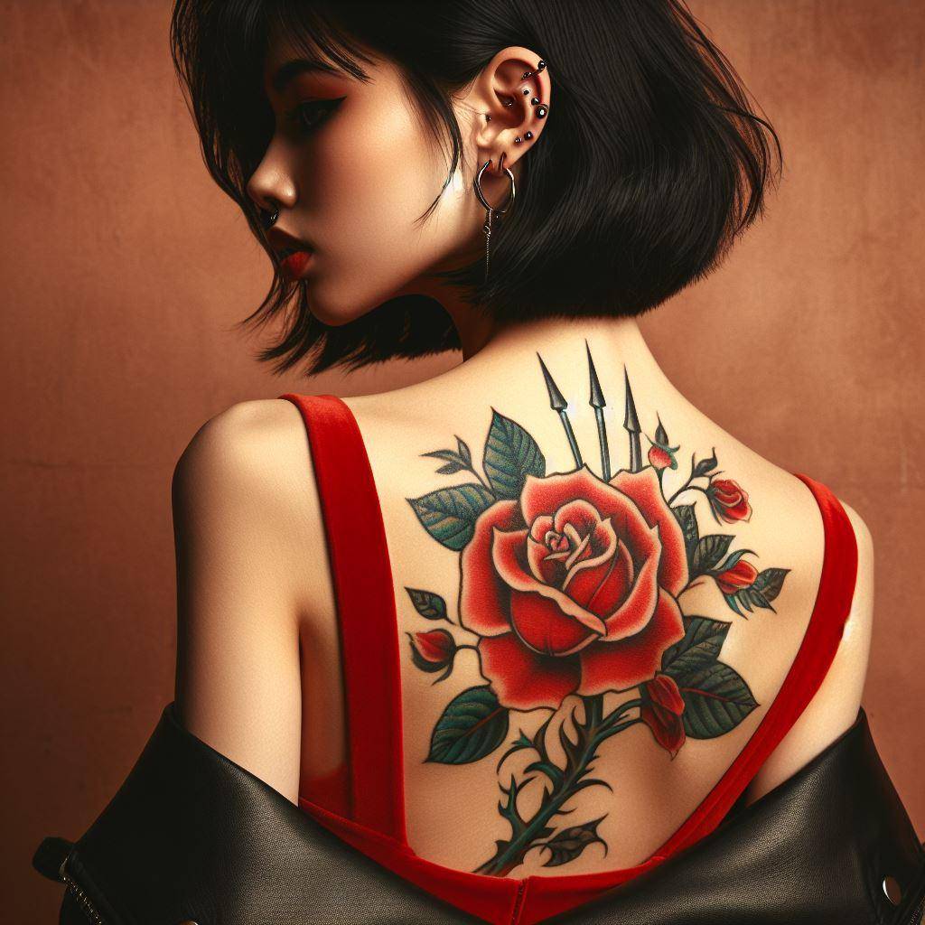 Traditional Rose Tattoo 4