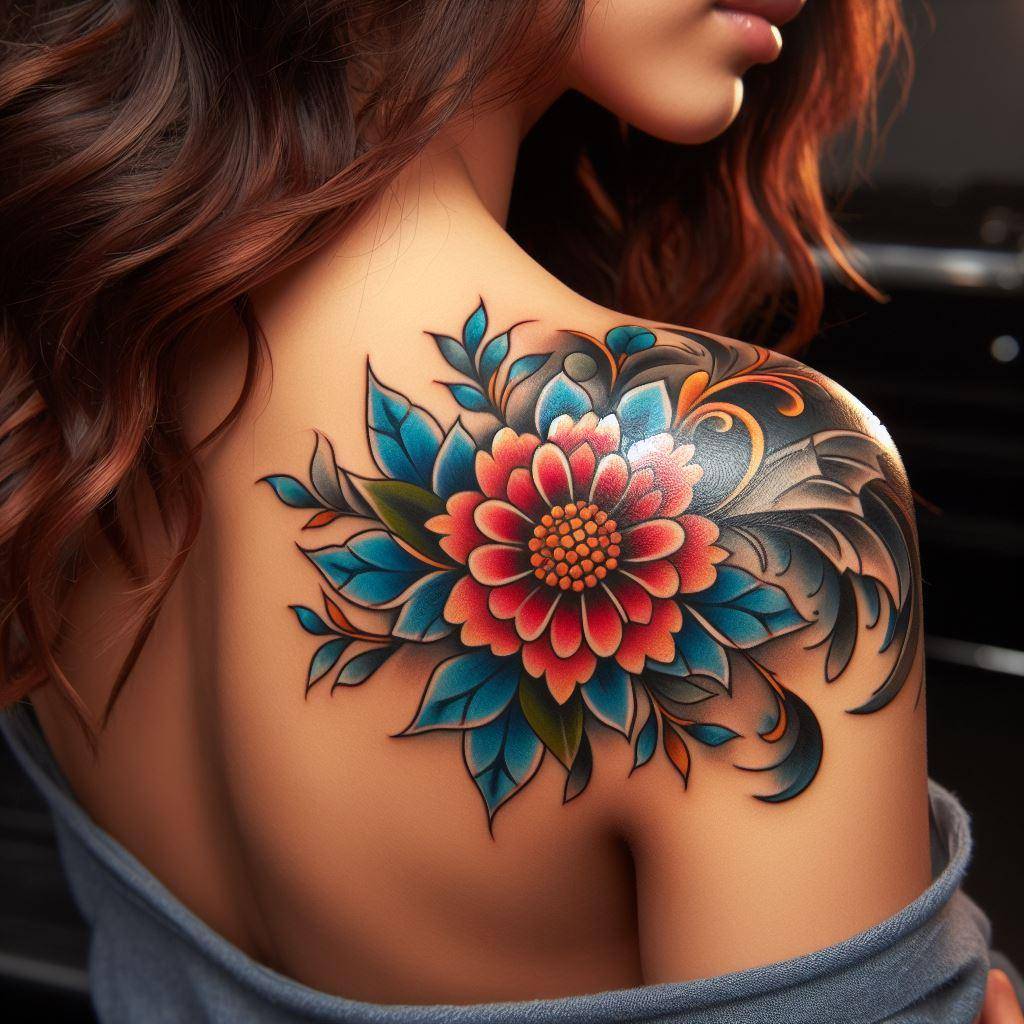 Traditional Flower Tattoo 5