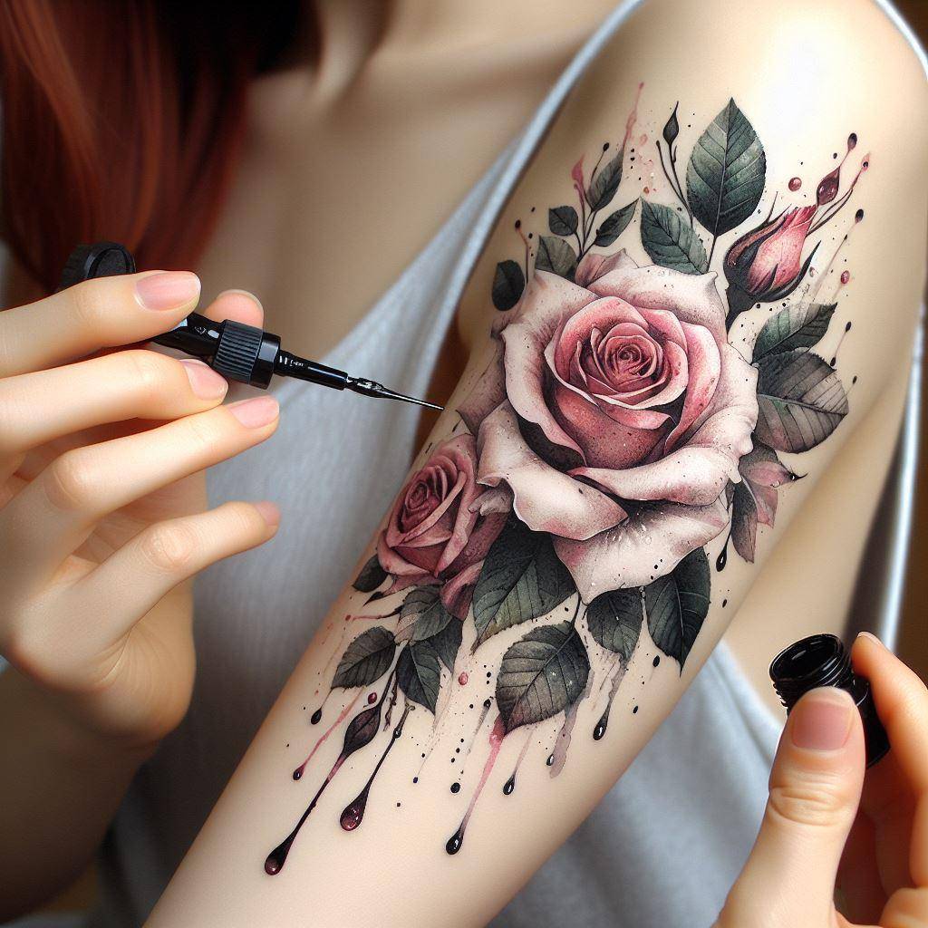 Watercolor Rose Tattoo 4