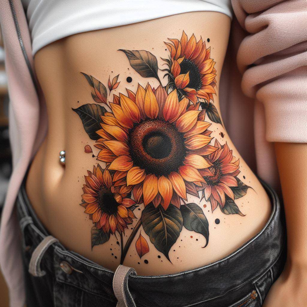 Watercolor Sunflower Tattoo 6