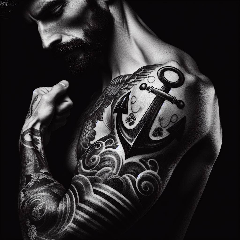 Black Anchor Tattoo 2