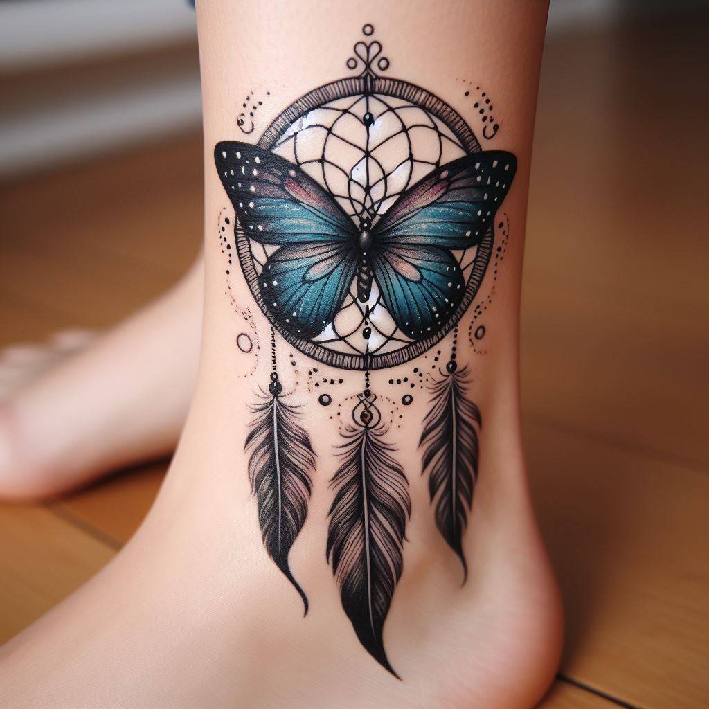 Butterfly Dream Catcher Tattoo 16