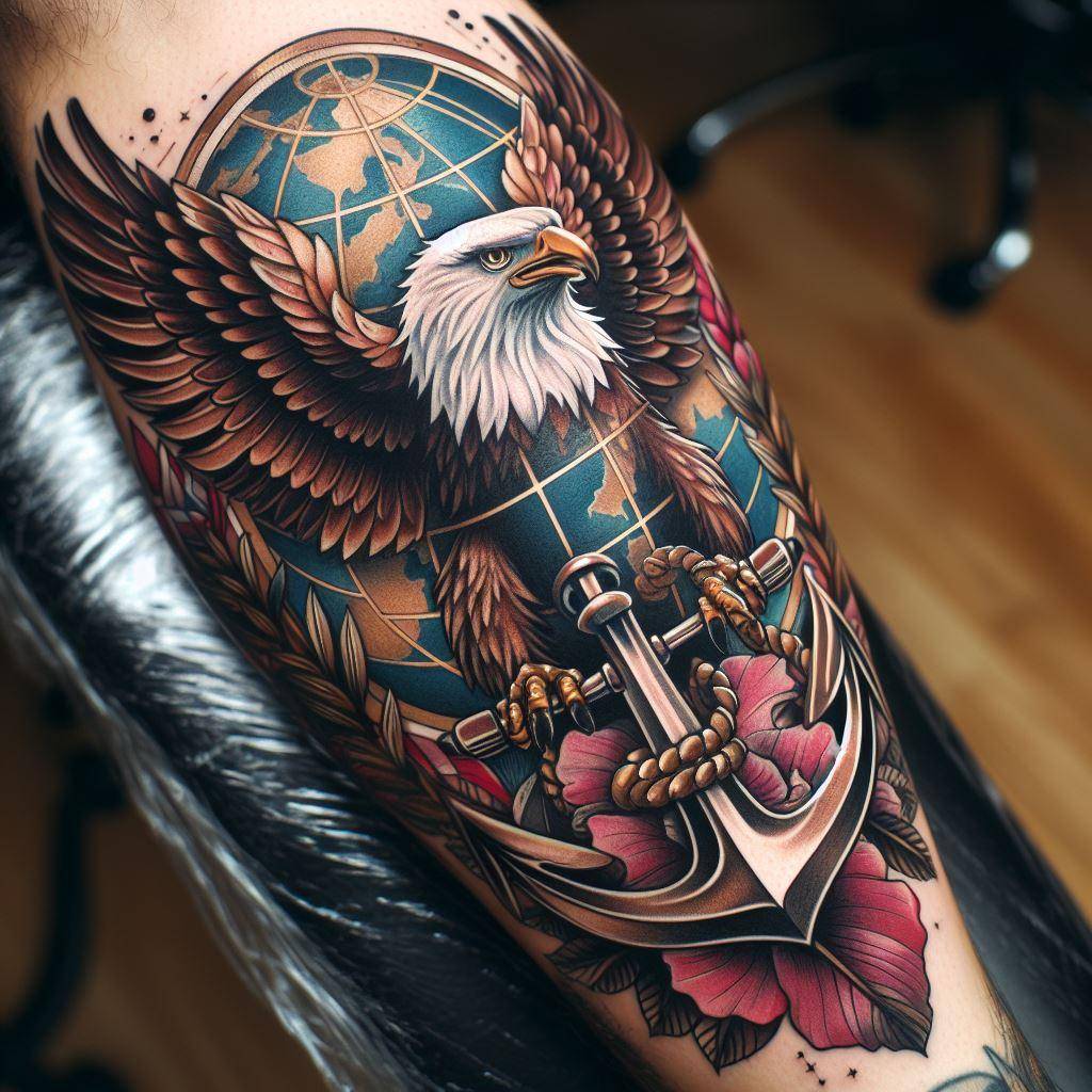 Eagle Globe and Anchor Tattoo 10