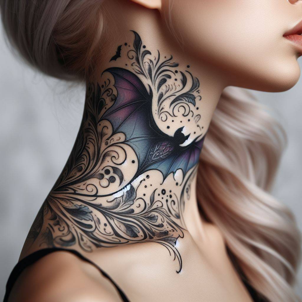 Feminine Bat Tattoo 12