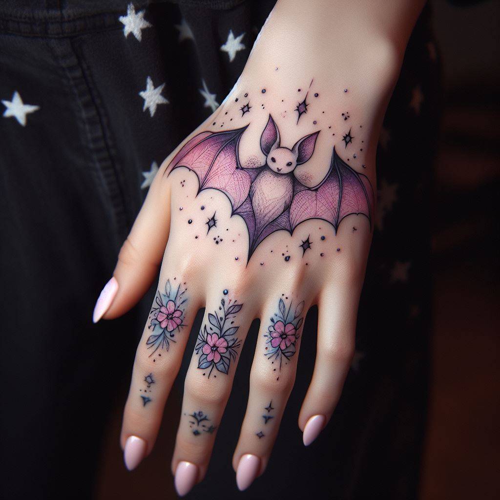 Feminine Bat Tattoo 7