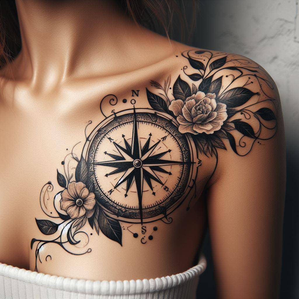 Feminine Compass Tattoo 15