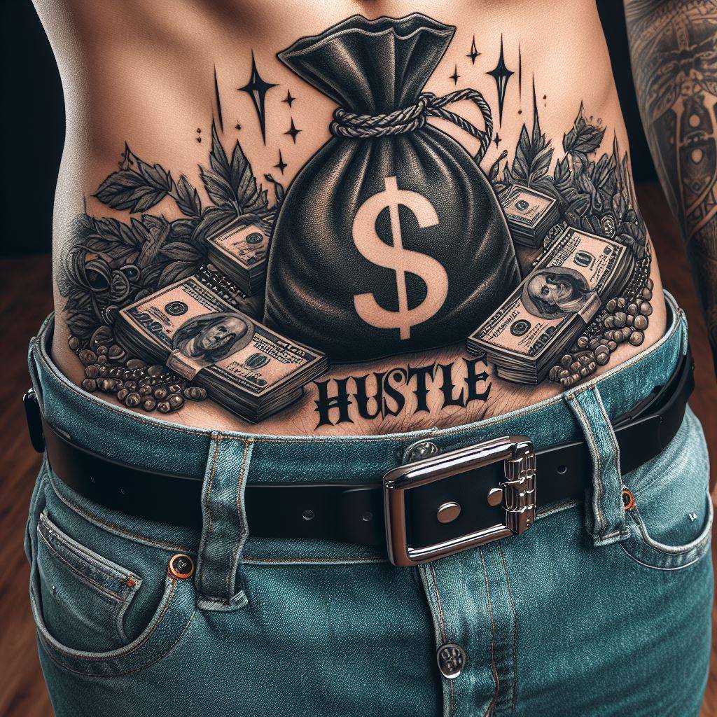 Hustle Money Bag Tattoo 13