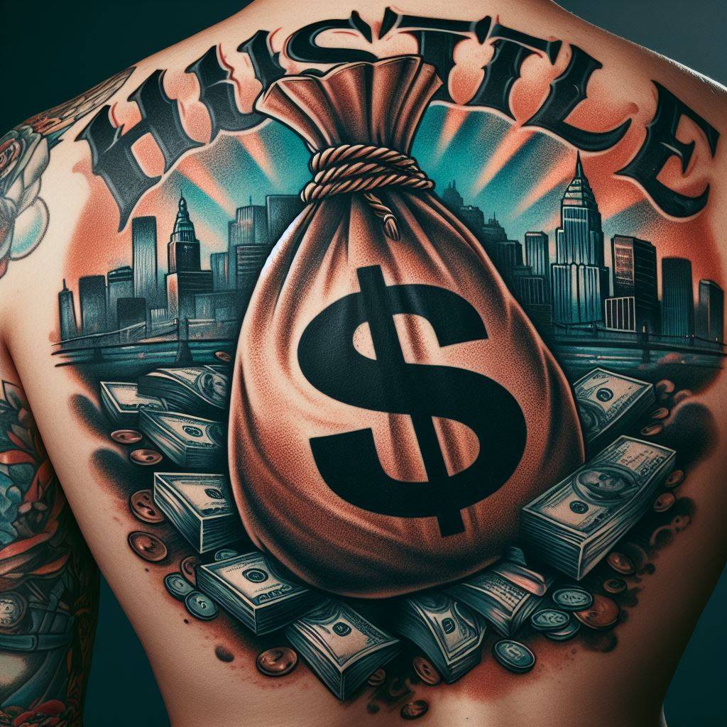 Hustle Money Bag Tattoo 7