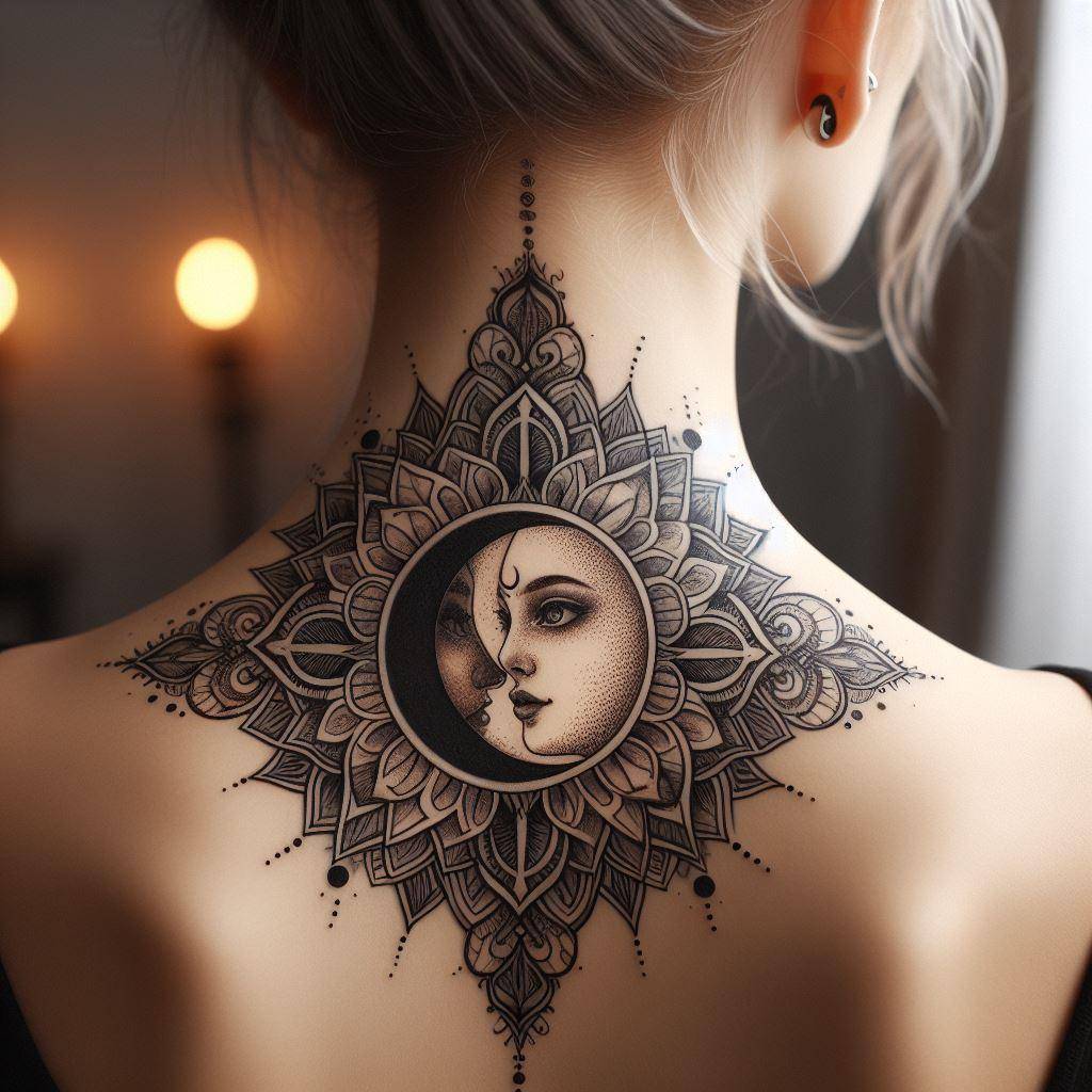 Mandala Sun and Moon Tattoo 11