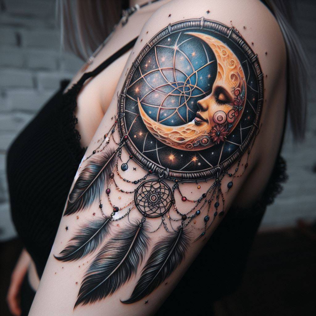 Moon Dream Catcher Tattoo 4