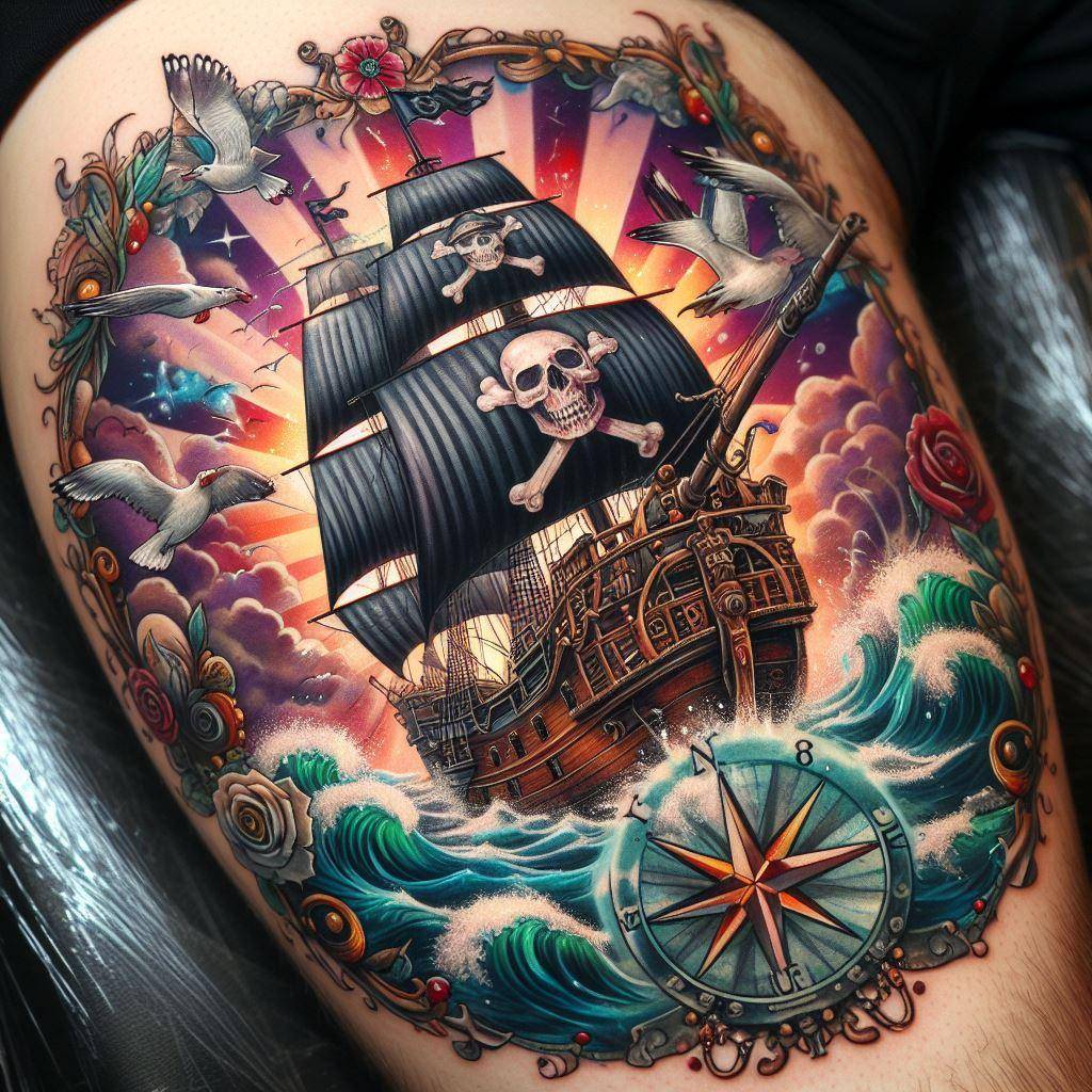 Pirate Ship Tattoo 6