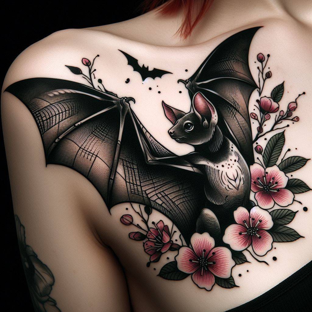 Traditional Bat Tattoo 2
