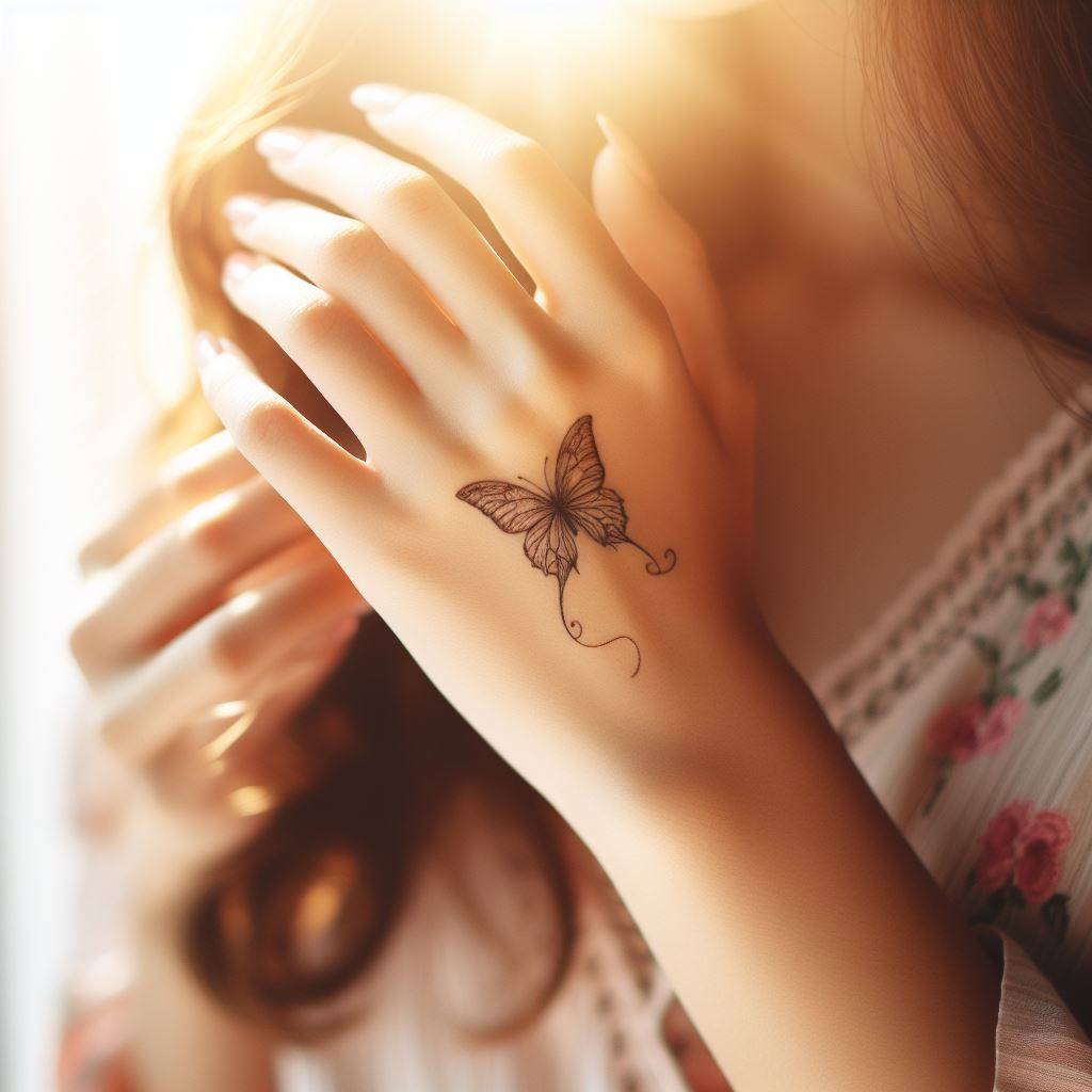 Butterfly Tattoo on Hand for Girl 4