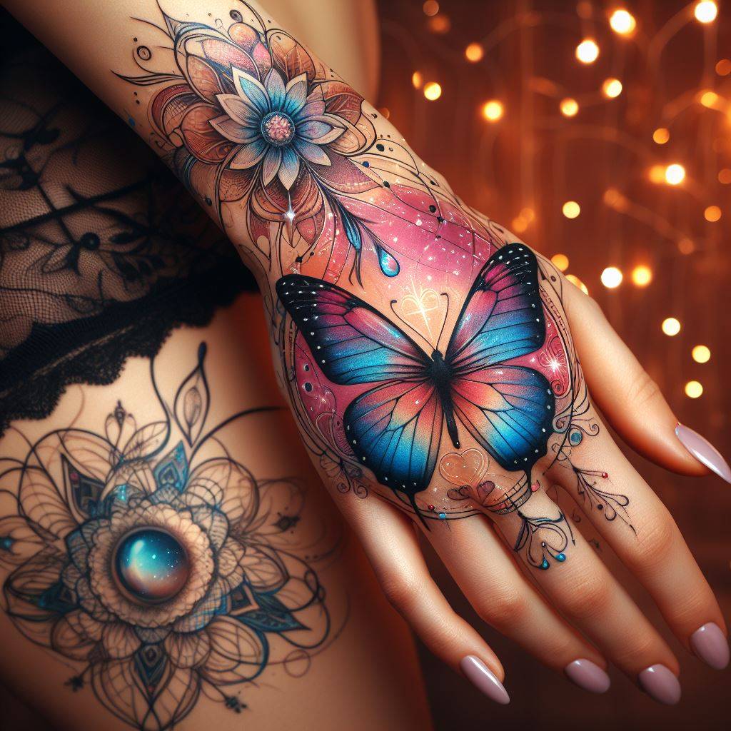 Butterfly Tattoo on Hand for Girl 9