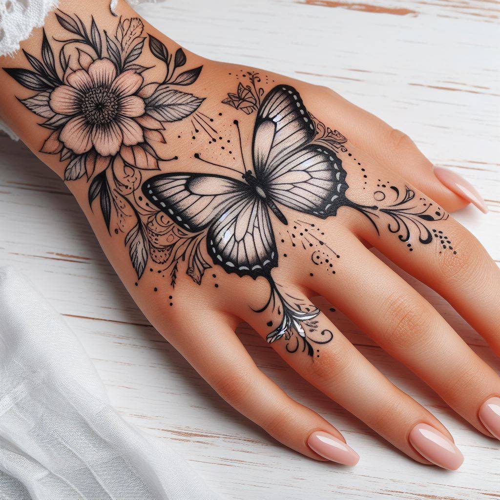 Butterfly Hand Tattoo 3