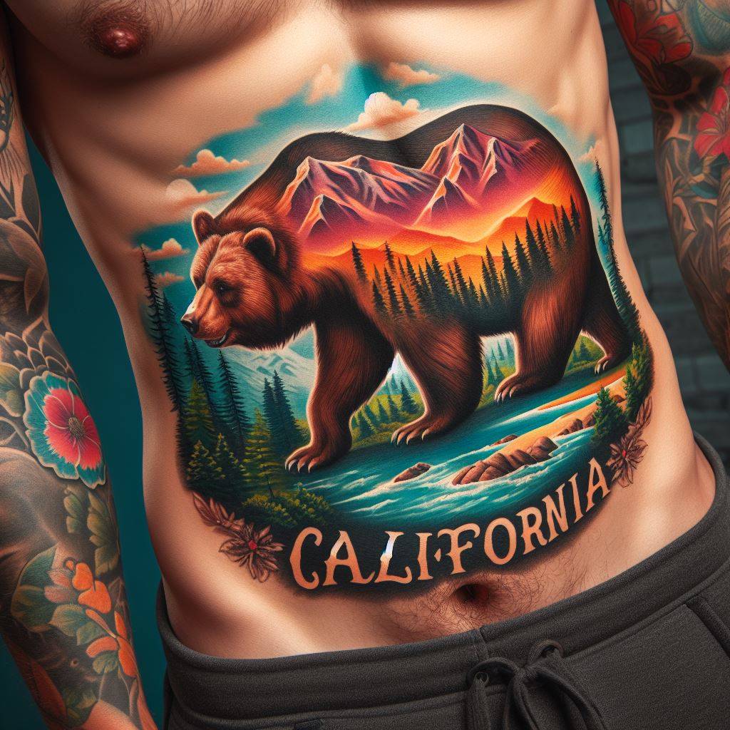 California Bear Tattoo 7