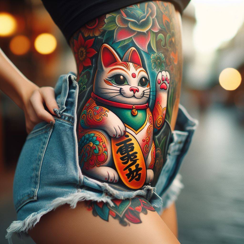 Lucky Cat Tattoo 12